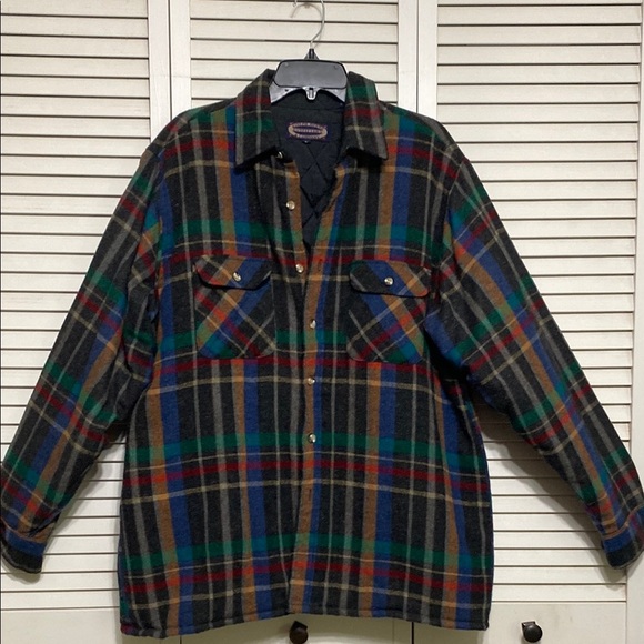 Vtg. Joseph Horne Outfitters Plaid 70 Wool Light Shirt Jacket Size L - Picture 1 of 8